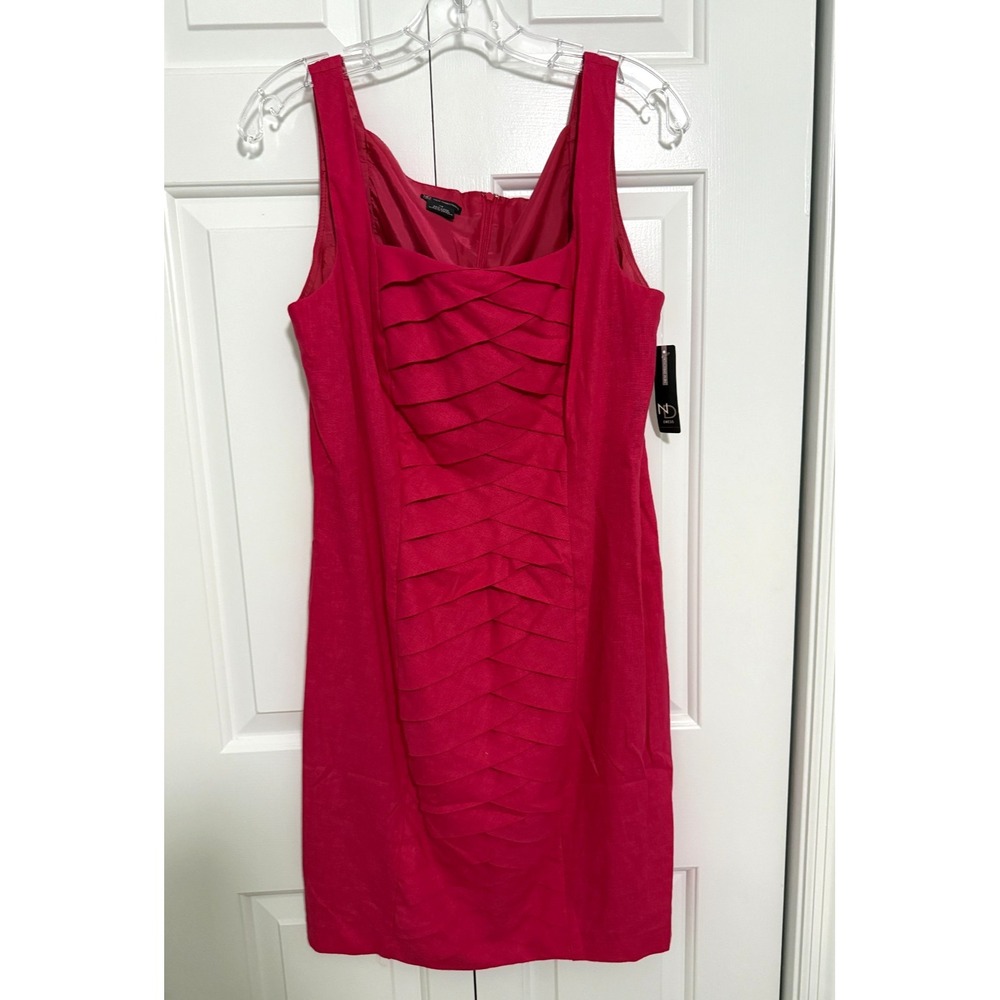NWT New Directions Womens Pink Sleeveless Linen Blend Sheath Dress Size 12‎